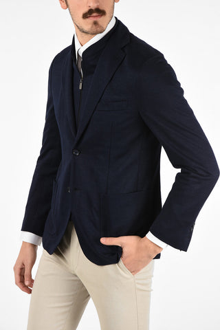 ID Flax Blazer with Notch Lapel and Removable Chest Piece