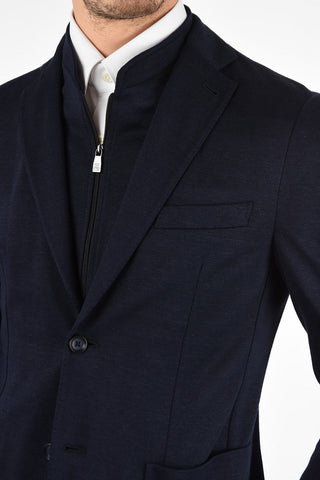 ID Flax Blazer with Notch Lapel and Removable Chest Piece