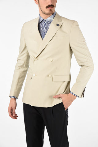 CC COLLECTION silk and Cotton peak lapel double-breasted RESET blazer drop 8R