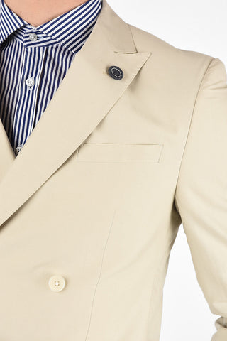 CC COLLECTION silk and Cotton peak lapel double-breasted RESET blazer drop 8R