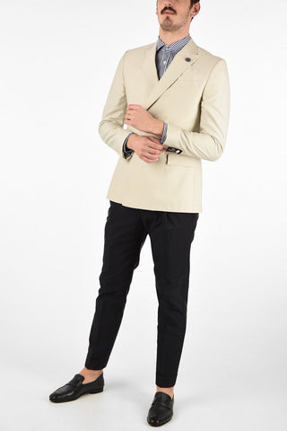 CC COLLECTION silk and Cotton peak lapel double-breasted RESET blazer drop 8R