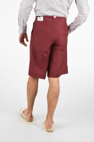 Mid-rise waist double pleat bermuda shorts