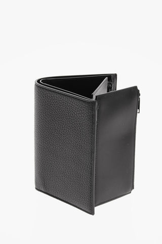 MM11 Grained Leather Folding Wallet with Zipped Detail