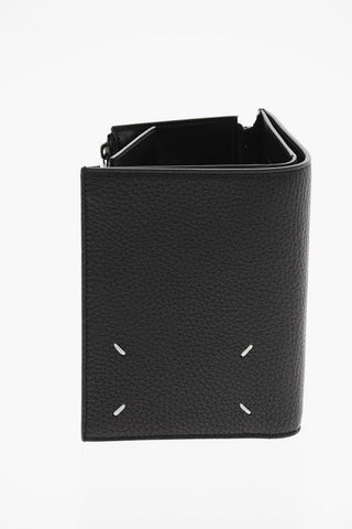 MM11 Grained Leather Folding Wallet with Zipped Detail