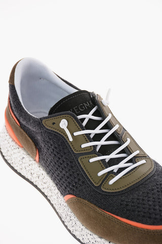 ZZEGNA Suede Leather and Fabric TECHMERINO PIUMA Sneakers