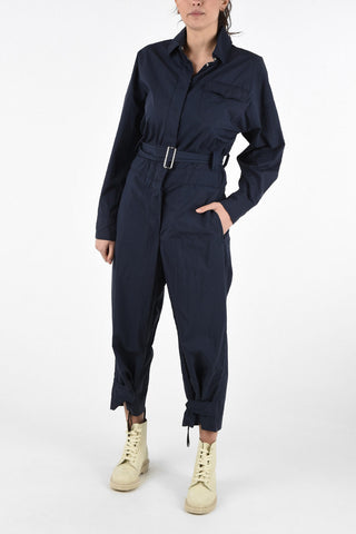 Long Sleeve Jumpsuit with Snap Buttons and Belt 