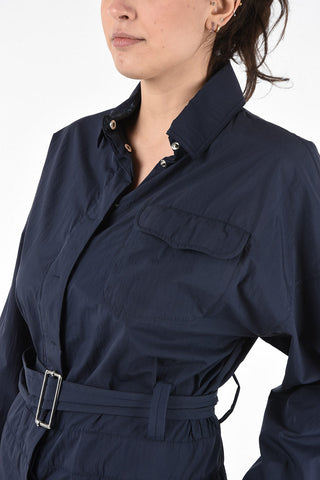 Long Sleeve Jumpsuit with Snap Buttons and Belt 