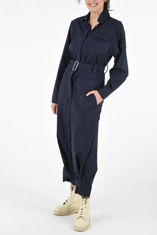 Long Sleeve Jumpsuit with Snap Buttons and Belt 