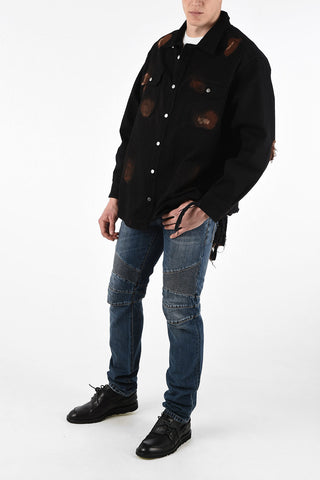 Distressed Overshirt Jacket with Patch Pockets