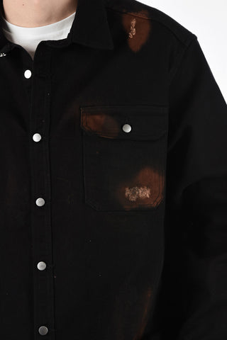 Distressed Overshirt Jacket with Patch Pockets