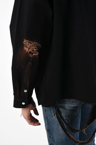 Distressed Overshirt Jacket with Patch Pockets