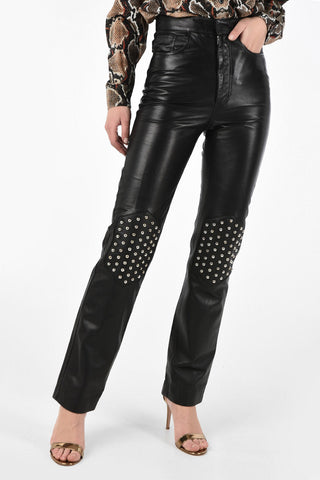 Leather Pants with Studs Applied