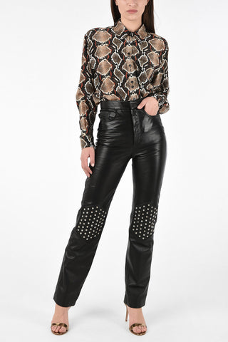 Leather Pants with Studs Applied