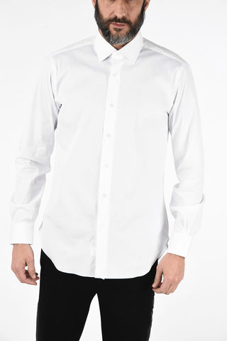 camicia in Cotone Stretch con polsini ribattuti