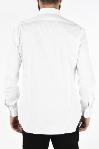 camicia in Cotone Stretch con polsini ribattuti