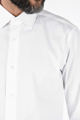 camicia in Cotone Stretch con polsini ribattuti