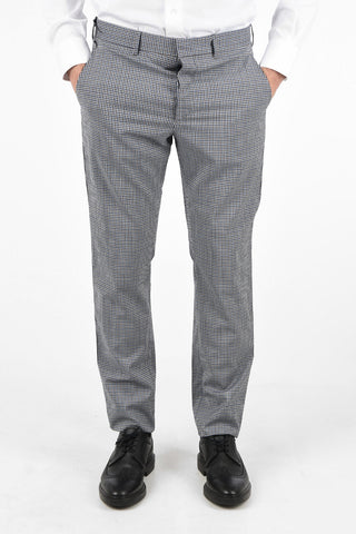 Wool Gun Club Check Straight Fit Pants with Hidden Closure