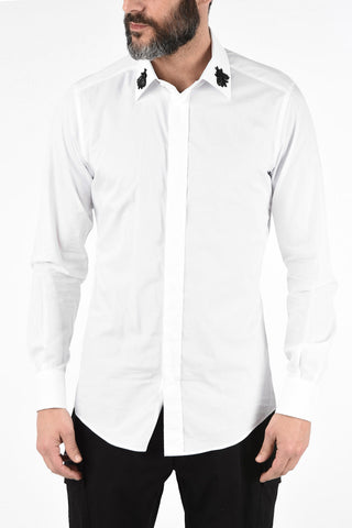 Hidden Closure Shirt with Jewel Ebroidered Neck 