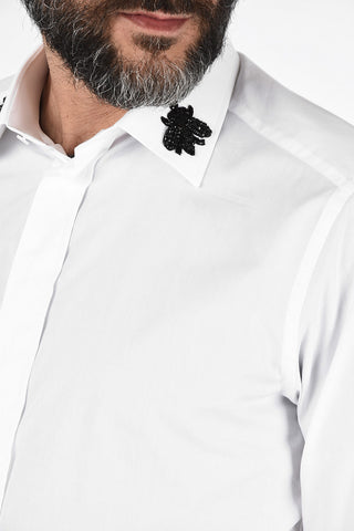 Hidden Closure Shirt with Jewel Ebroidered Neck 