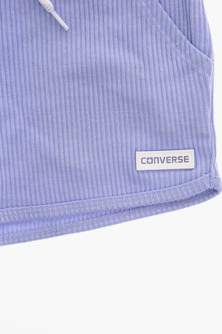 Ribbed Shorts with Elastic Waist