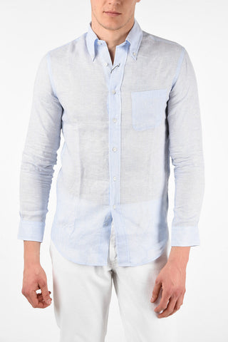 Camicia Pencil Stripe MILANO in Lino con Collo Button Down 