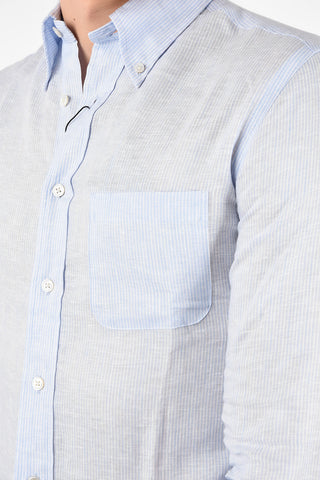 Camicia Pencil Stripe MILANO in Lino con Collo Button Down 