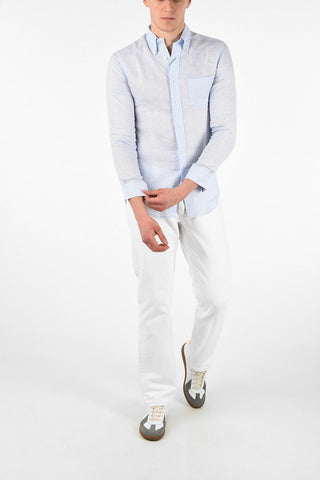 Camicia Pencil Stripe MILANO in Lino con Collo Button Down 