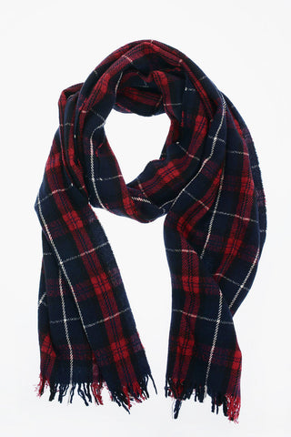 105x45cm Fringed Tartan Scarf