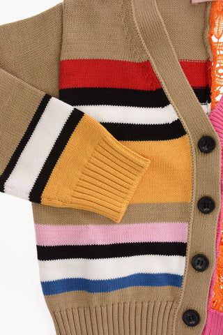 Cardigan collo a V Macrame'