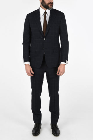 Chalk windowpane check side vents 2-button MANTUA suit