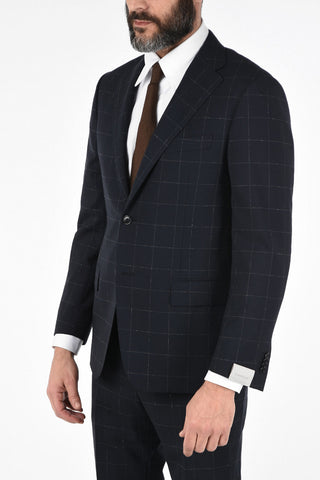 Chalk windowpane check side vents 2-button MANTUA suit