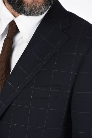 Chalk windowpane check side vents 2-button MANTUA suit