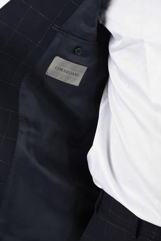 Chalk windowpane check side vents 2-button MANTUA suit