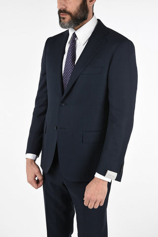Tone-on-tone windowpane check side vents 2-button MANTUA suit