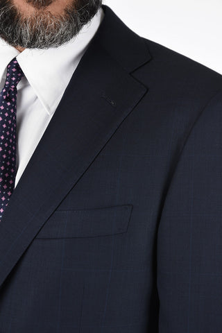 Tone-on-tone windowpane check side vents 2-button MANTUA suit