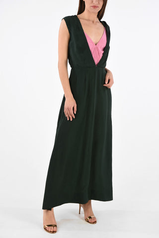 Sleeveless  V-Neck Dress with Double Side Slits