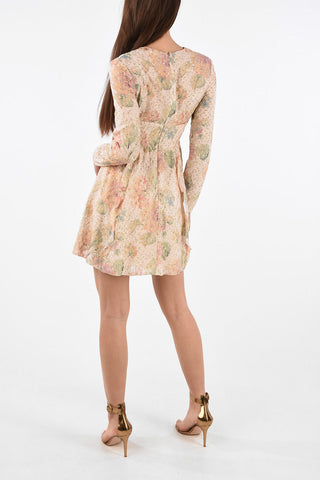 Floral Printed Mini Dress with Lurex Details