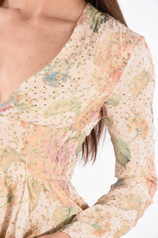 Floral Printed Mini Dress with Lurex Details