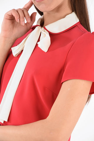 Stretch Fabric Mini Dress with Bow   