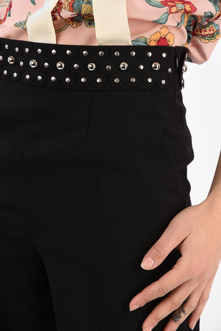 Cropped Palazzo Pants with Floral Applications