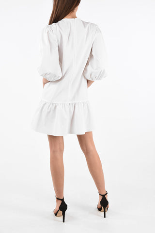 Peplo Hem Mini Dress wihd Tulle Collar