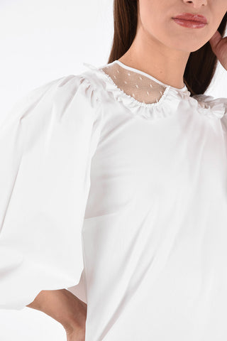 Peplo Hem Mini Dress wihd Tulle Collar