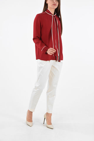 Tie Neck Blouse with Hidden Closure