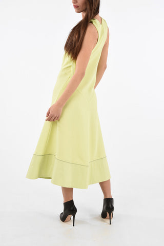 WHITE LABEl Sleeveless Flared Dress with V-Neck 
