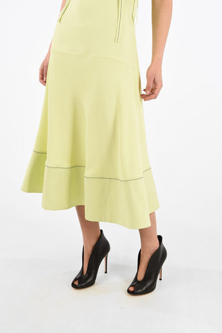 WHITE LABEl Sleeveless Flared Dress with V-Neck 