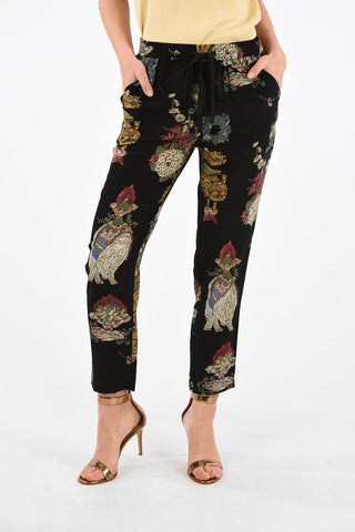 Printed Silk Joggers with Flush Pockets