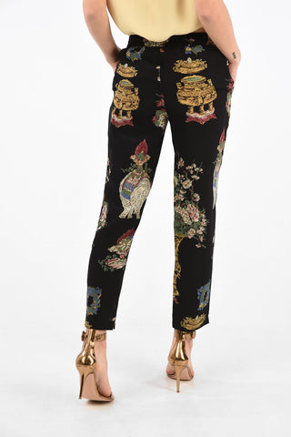 Printed Silk Joggers with Flush Pockets