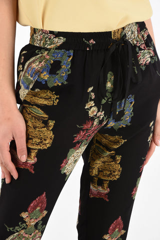 Printed Silk Joggers with Flush Pockets