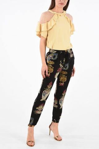 Printed Silk Joggers with Flush Pockets