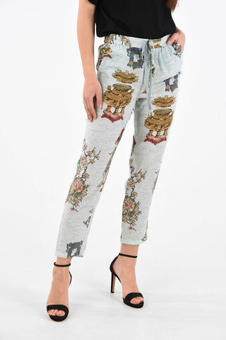 Joggers in Seta Stampata con Coulisse 